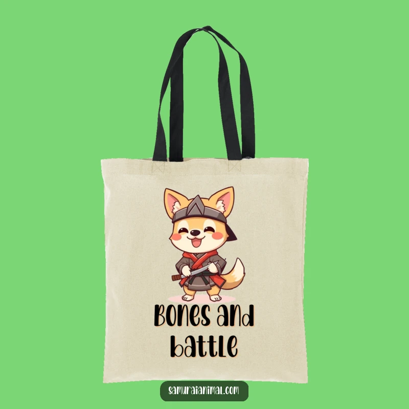Funny Dog Samurai Tote Bag: Carry Your Gear with Cheerful Warrior Style