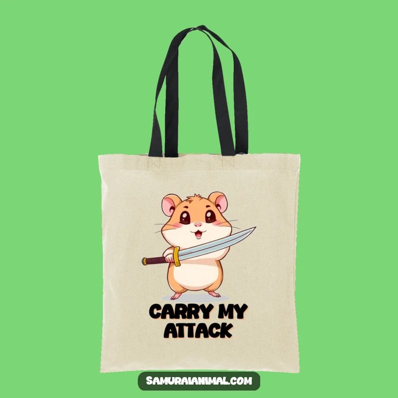 Funny Hamster Tote Bag: Carry Your Fury - Spinning Sword Design Gift!