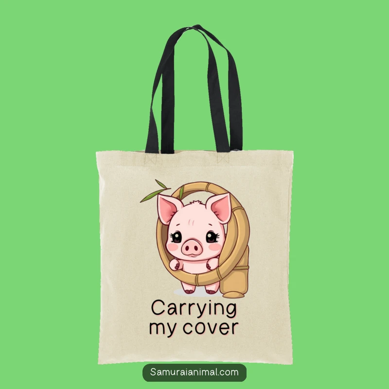 Funny Shy Piglet Tote Bag: Bamboo Shield Accessory
