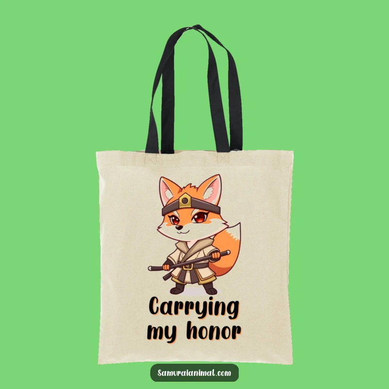 Funny Fox Samurai Tote Bag: Determined Pose Warrior, Practical & Stylish Gift