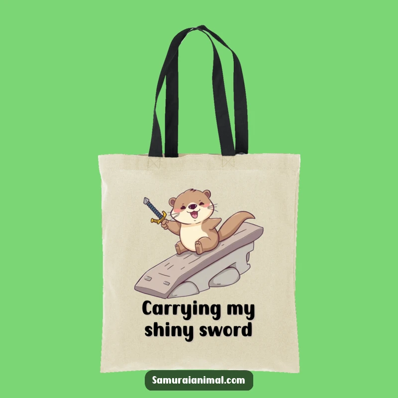 Funny Otter Sword Tote Bag: Carry Your Laughs with This Cartoon Accessory
