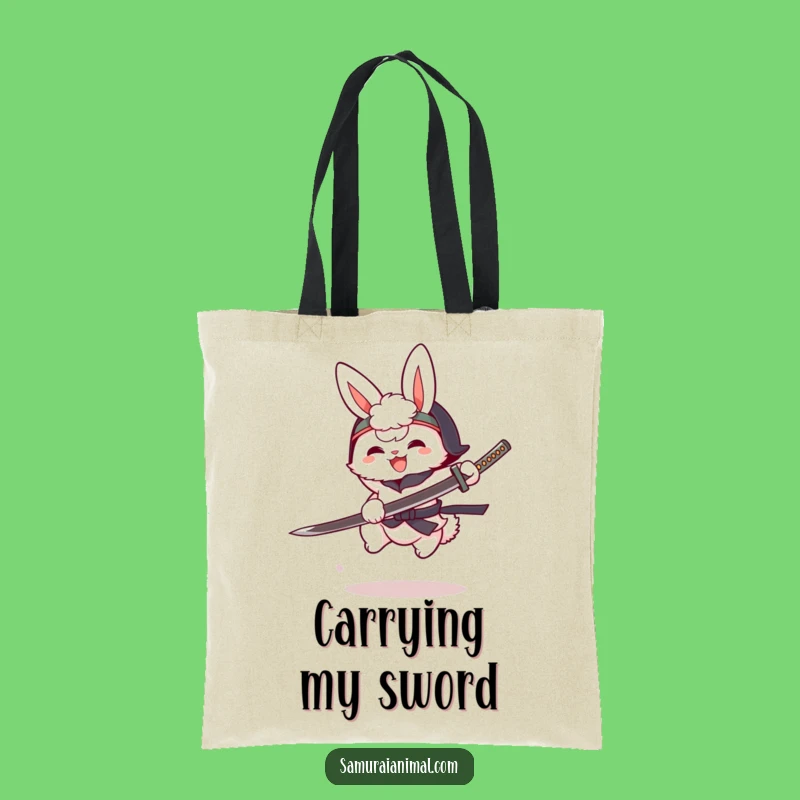 Funny Bunny Katana Tote Bag: Carry Your Anime Style with a Warrior