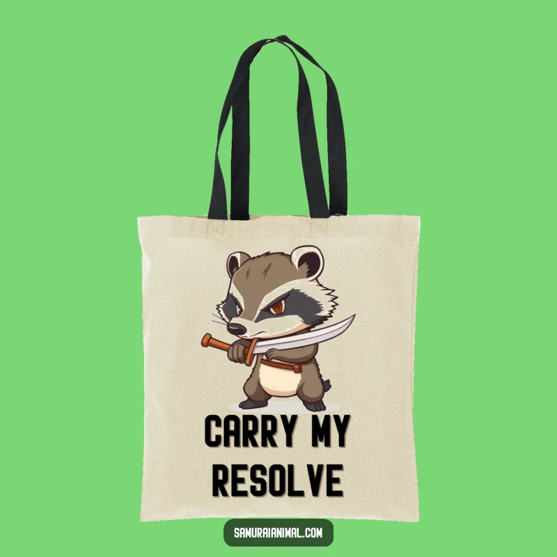 Funny Badger Warrior Tote Bag: Carry Your Resolve with Style