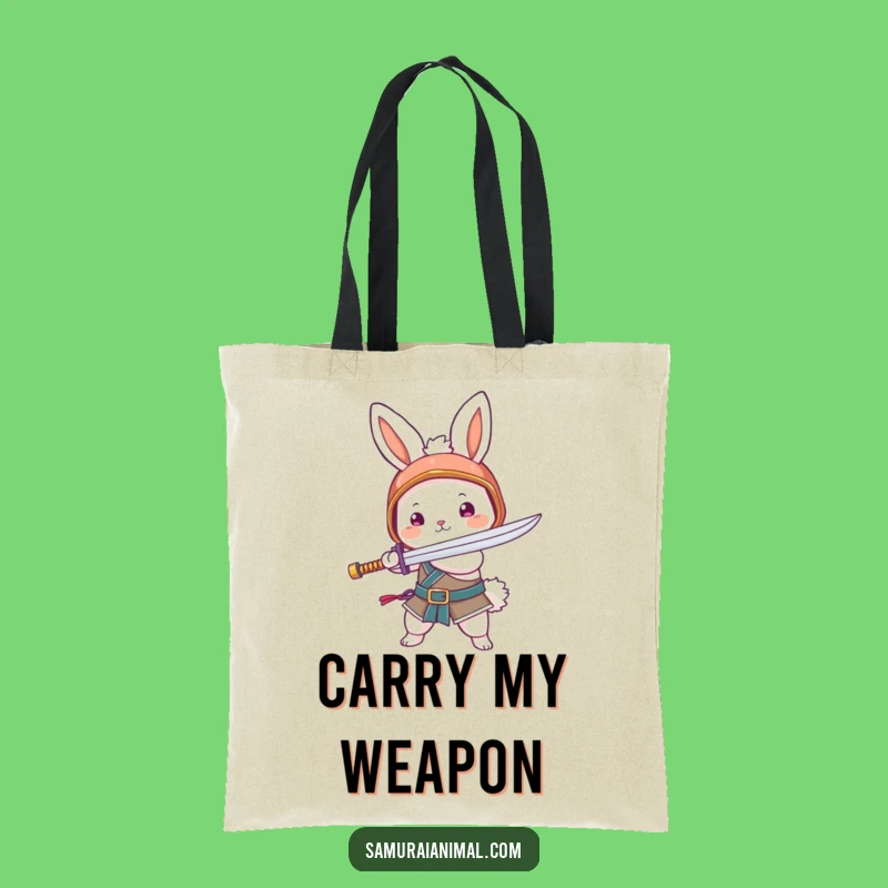 Funny Bunny Noodle Sword Tote Bag: Carry Your Essentials with Warrior Style