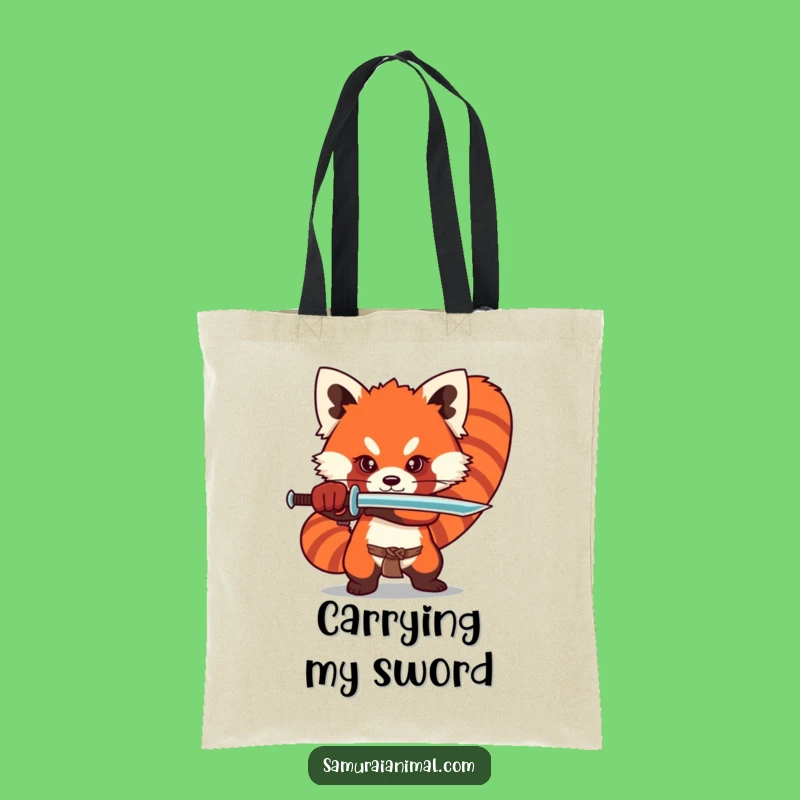 Funny Red Panda Sword Tote Bag Carry Your Essentials with Fierce Adorableness