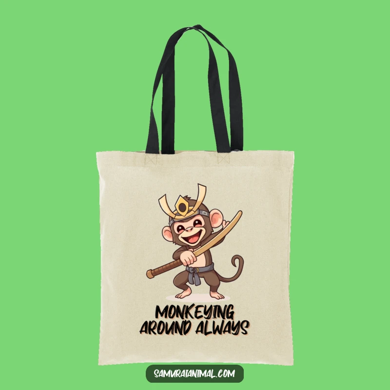 Funny Samurai Monkey Tote Bag: Hilarious Warrior Carryall for Everyday Fun