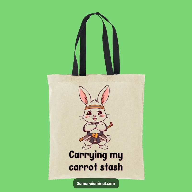 Funny Samurai Rabbit Tote Bag: Carry Your Strength with Hilarious, Playful Warrior Charm