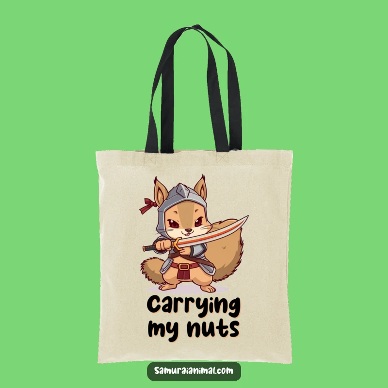 Funny Squirrel Samurai Tote Bag: Carry Your Loot with Honor