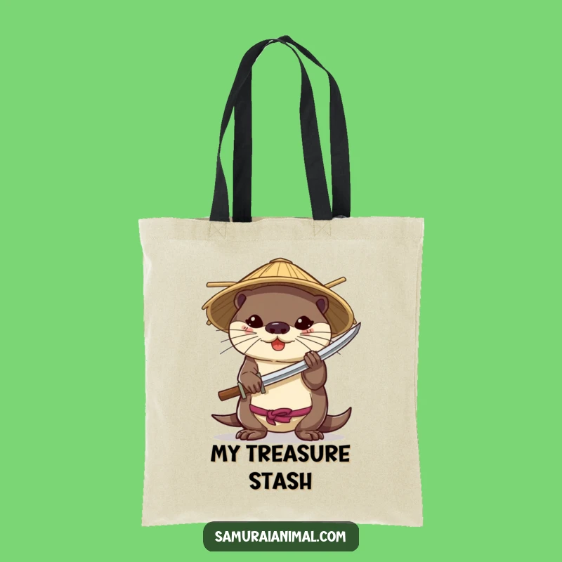 Funny Otter Katana Tote Bag - Brave Warrior Accessory, Hilarious Gift